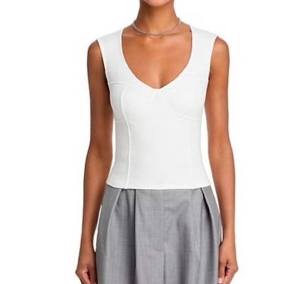Aqua Tops - Aqua White Scoop Neck Tank Top